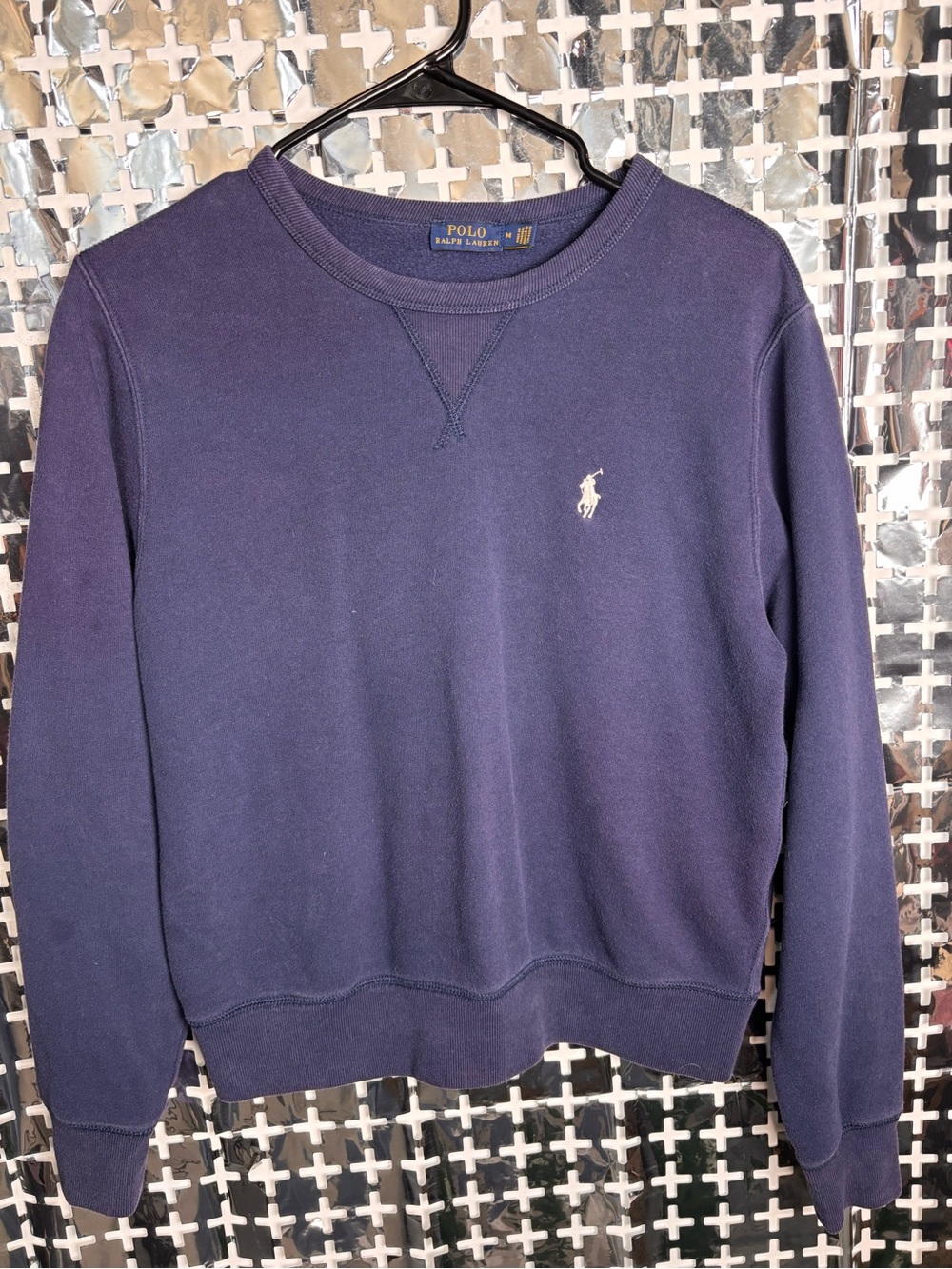 Ralph Lauren Navy Crewneck Sweatshirt with White Pony